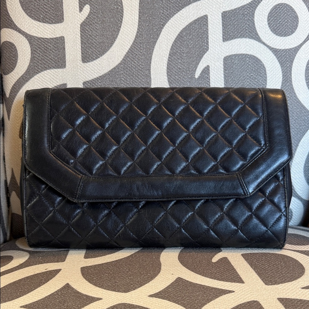 Jay Herbert Black Quilted Leather Clutch